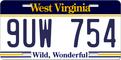 WV license plate 9UW754