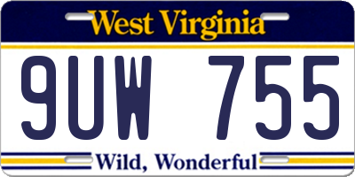 WV license plate 9UW755