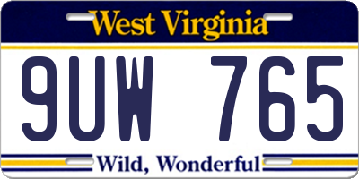 WV license plate 9UW765