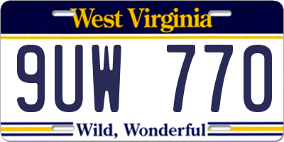 WV license plate 9UW770