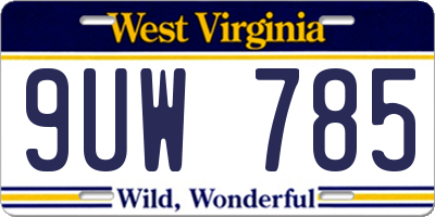 WV license plate 9UW785