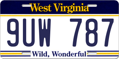 WV license plate 9UW787