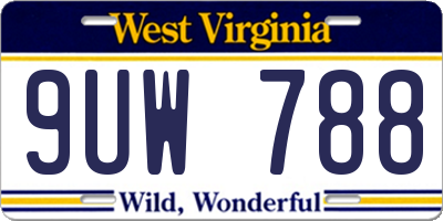 WV license plate 9UW788
