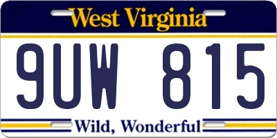 WV license plate 9UW815