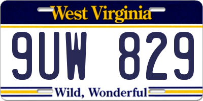 WV license plate 9UW829