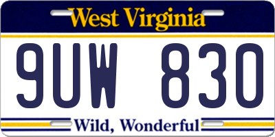 WV license plate 9UW830