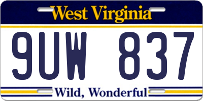 WV license plate 9UW837