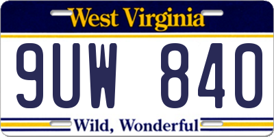 WV license plate 9UW840