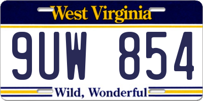 WV license plate 9UW854