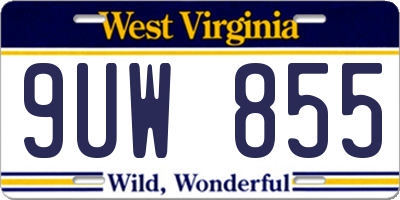 WV license plate 9UW855