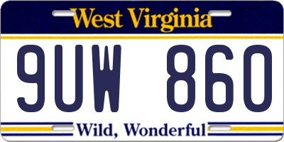 WV license plate 9UW860