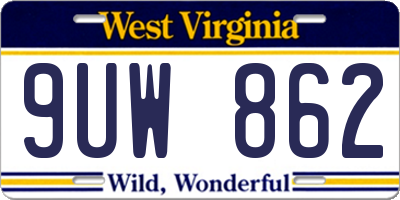 WV license plate 9UW862