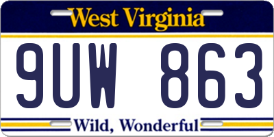 WV license plate 9UW863