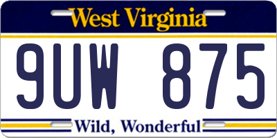 WV license plate 9UW875