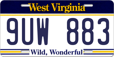 WV license plate 9UW883