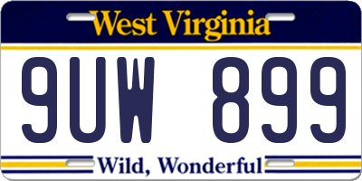 WV license plate 9UW899