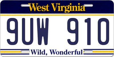 WV license plate 9UW910