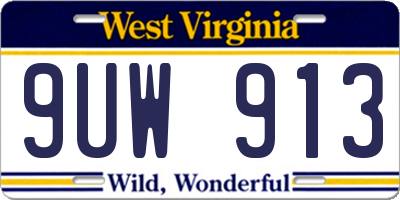 WV license plate 9UW913