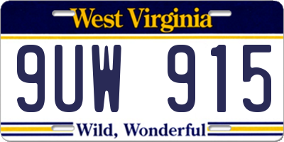 WV license plate 9UW915