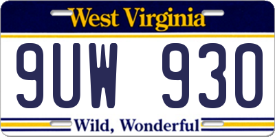 WV license plate 9UW930
