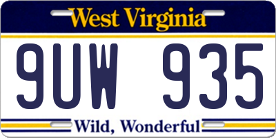 WV license plate 9UW935