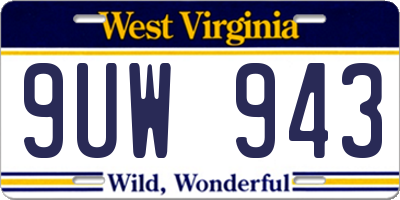 WV license plate 9UW943