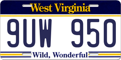 WV license plate 9UW950