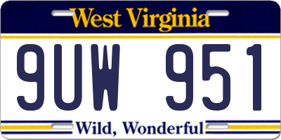 WV license plate 9UW951