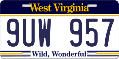 WV license plate 9UW957