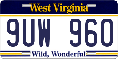 WV license plate 9UW960