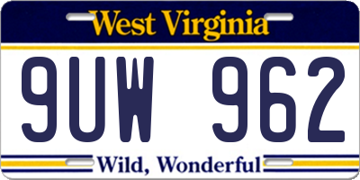 WV license plate 9UW962