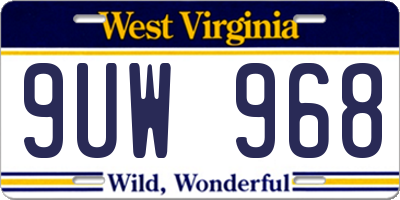 WV license plate 9UW968