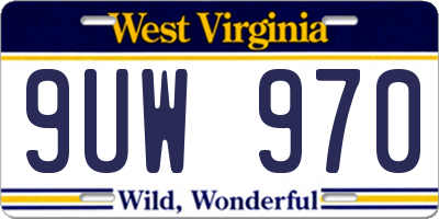 WV license plate 9UW970