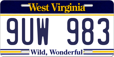 WV license plate 9UW983