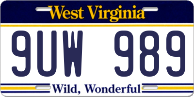 WV license plate 9UW989
