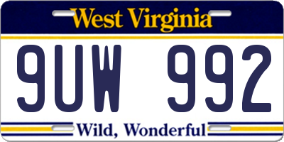 WV license plate 9UW992