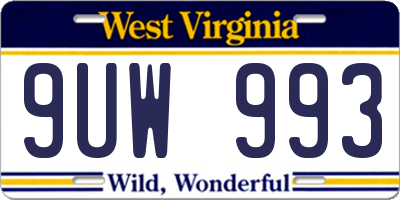 WV license plate 9UW993