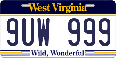 WV license plate 9UW999