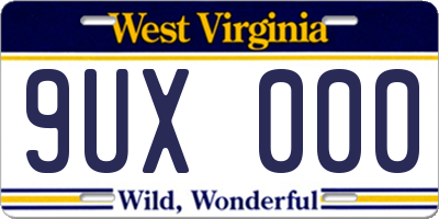 WV license plate 9UX000