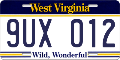 WV license plate 9UX012