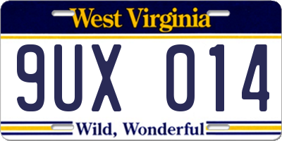WV license plate 9UX014