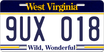 WV license plate 9UX018