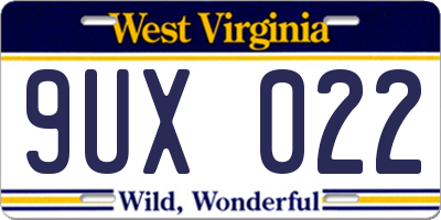 WV license plate 9UX022