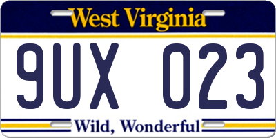 WV license plate 9UX023