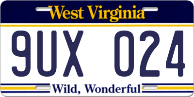 WV license plate 9UX024