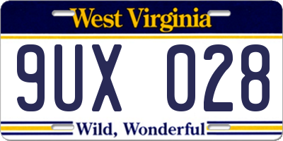 WV license plate 9UX028