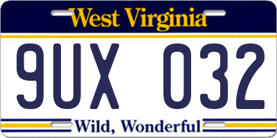 WV license plate 9UX032