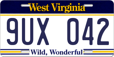WV license plate 9UX042