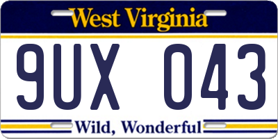 WV license plate 9UX043