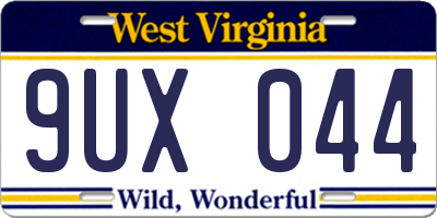 WV license plate 9UX044